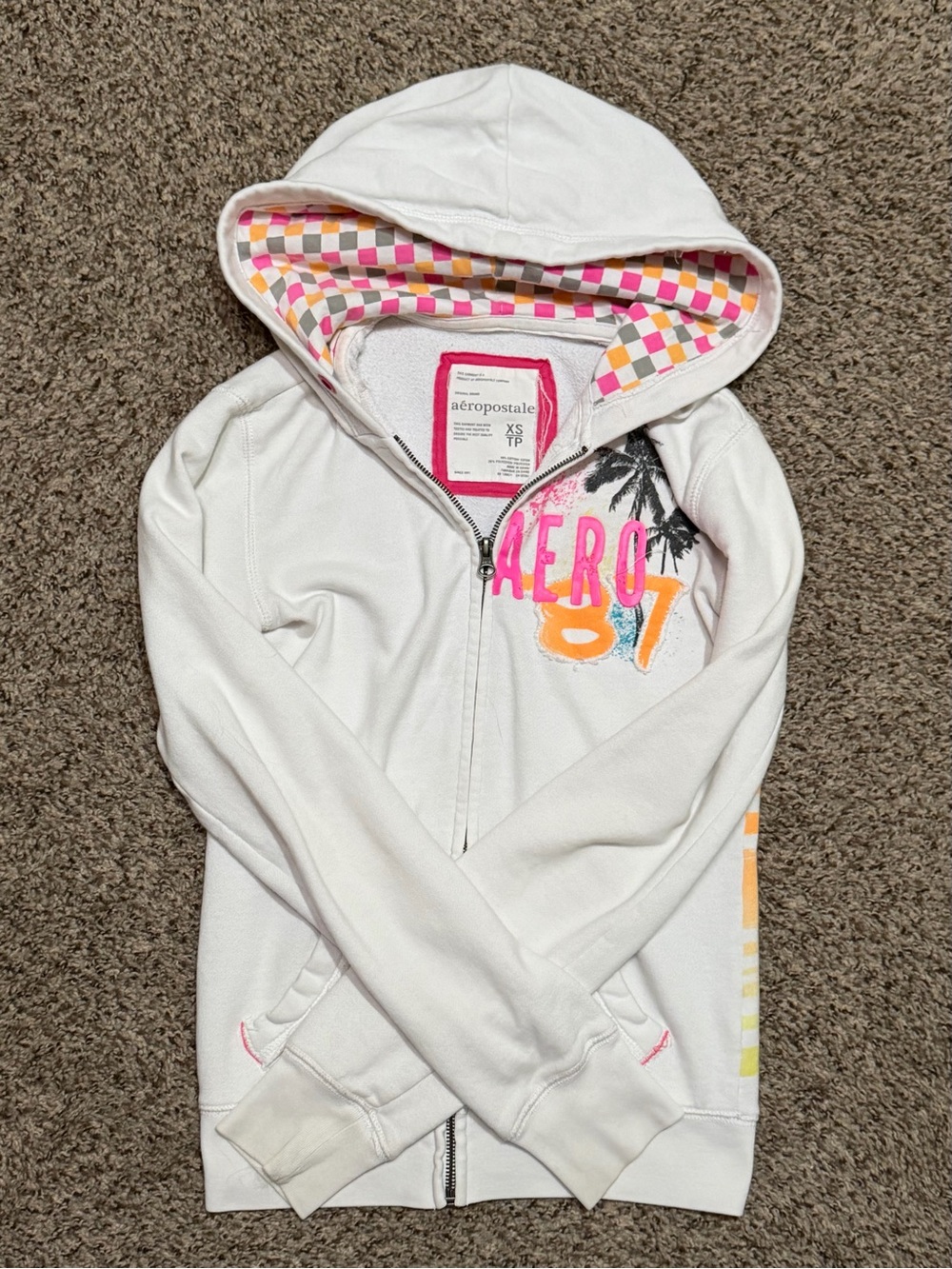 2000s Aeropostale White Zip Hoodie